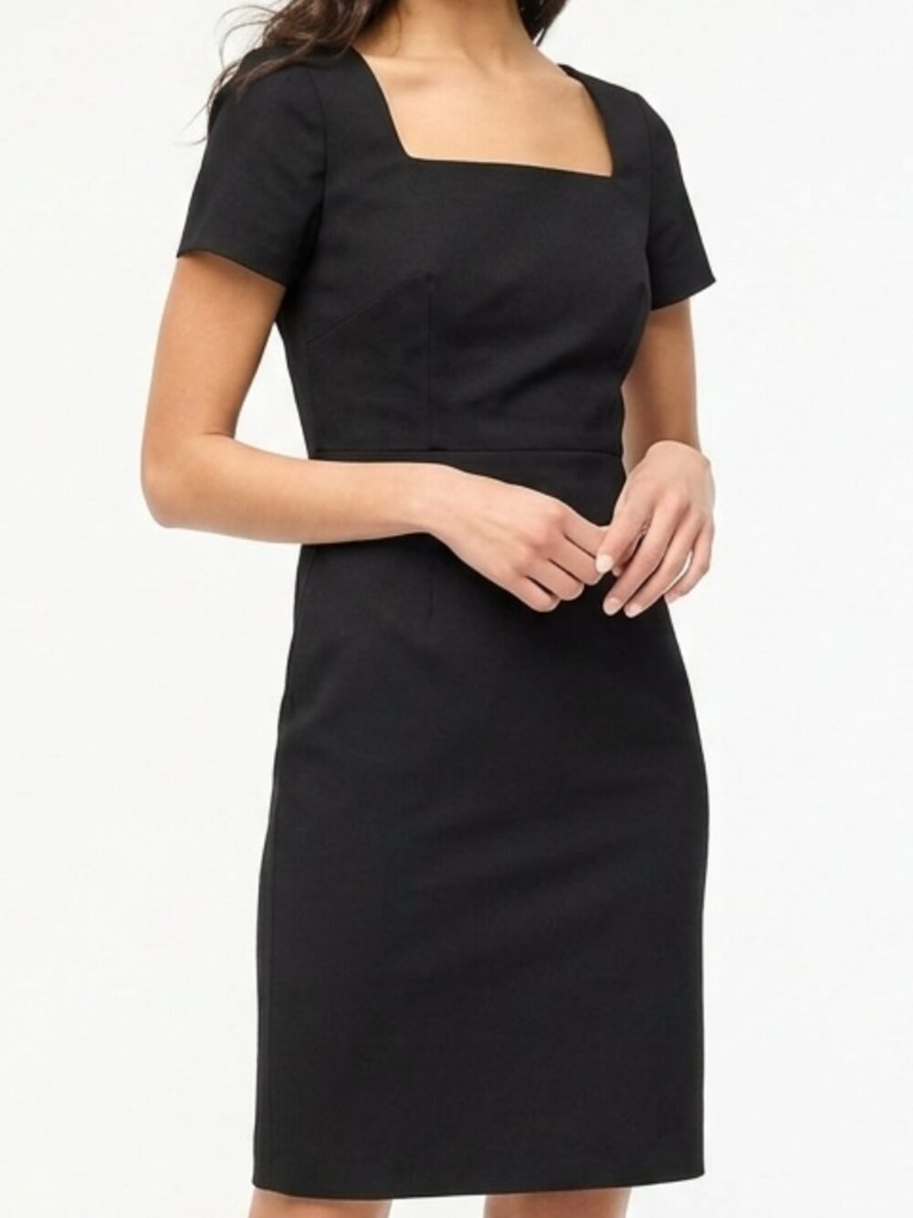 NWT J.Crew Black Tailored Sheath Dress Square Neck LBD Size 14 BY040